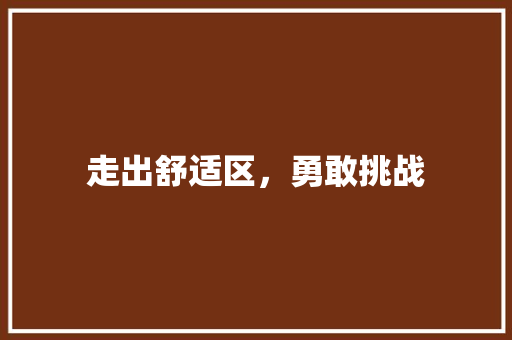走出舒适区，勇敢挑战