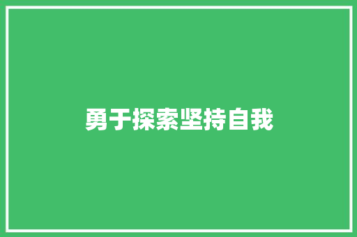 勇于探索坚持自我