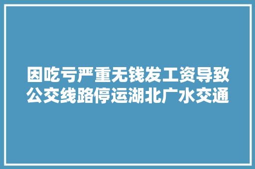 因吃亏严重无钱发工资导致公交线路停运湖北广水交通局已协商暂一向运
