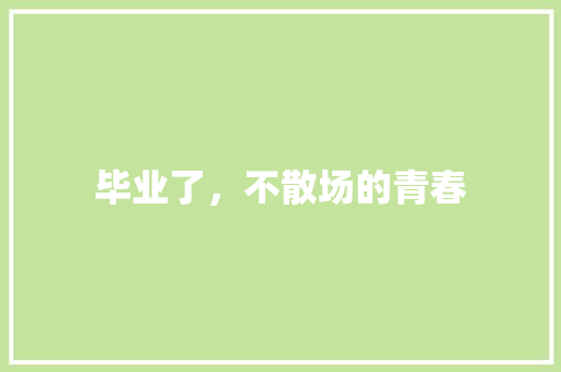 毕业了，不散场的青春
