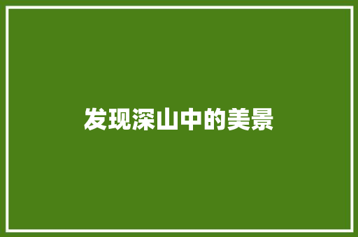 发现深山中的美景