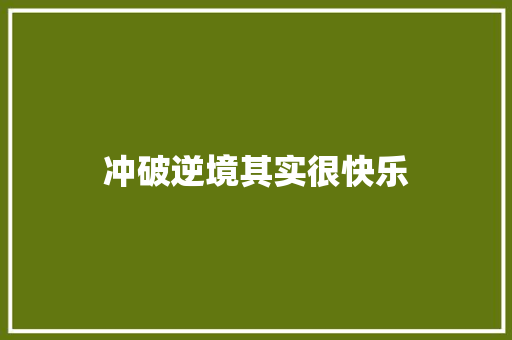 冲破逆境其实很快乐