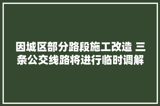 因城区部分路段施工改造 三条公交线路将进行临时调解 汽车知识