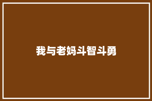 我与老妈斗智斗勇