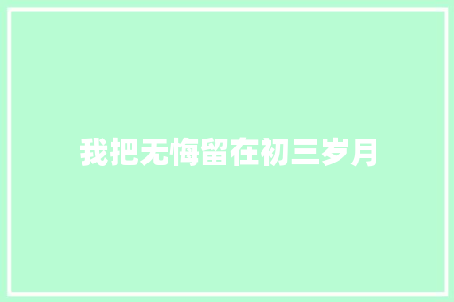 我把无悔留在初三岁月