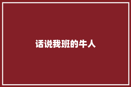 话说我班的牛人
