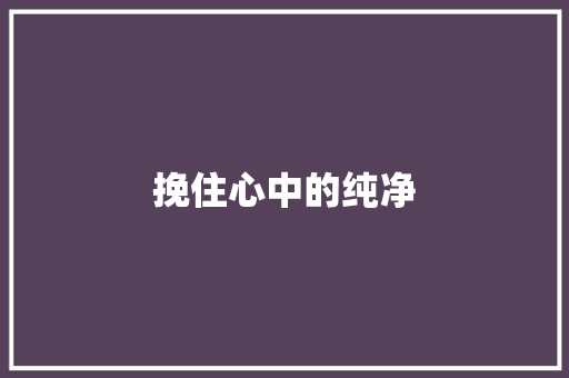 挽住心中的纯净