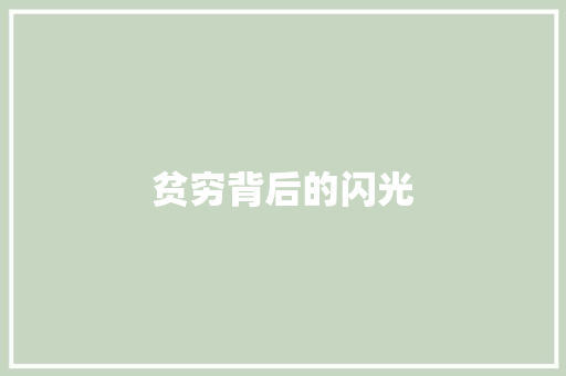 贫穷背后的闪光