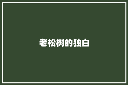 老松树的独白