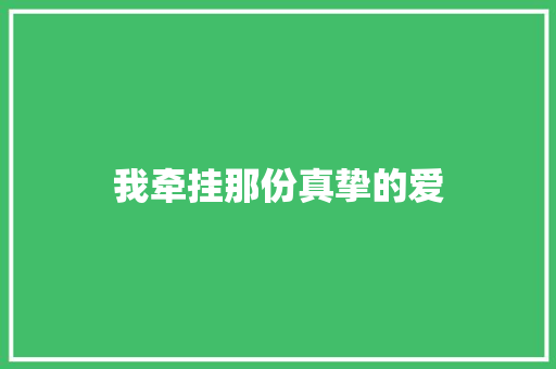 我牵挂那份真挚的爱