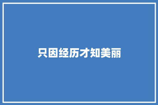 只因经历才知美丽