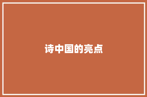 诗中国的亮点