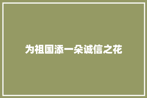 为祖国添一朵诚信之花