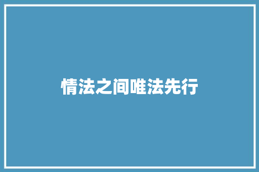 情法之间唯法先行