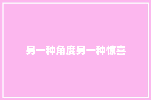 另一种角度另一种惊喜