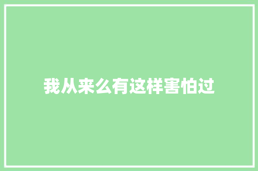 我从来么有这样害怕过