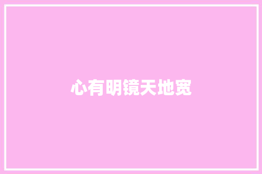 心有明镜天地宽