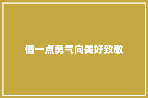 借一点勇气向美好致敬