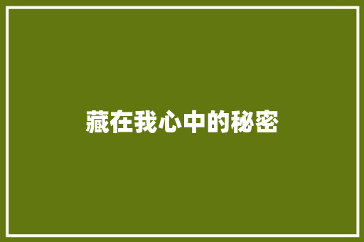 藏在我心中的秘密
