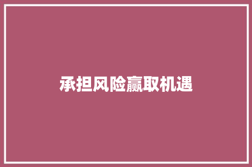 承担风险赢取机遇