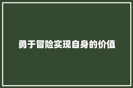 勇于冒险实现自身的价值