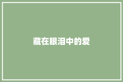 藏在眼泪中的爱