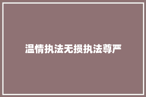 温情执法无损执法尊严