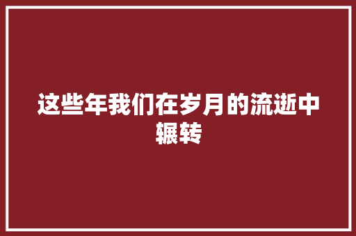这些年我们在岁月的流逝中辗转
