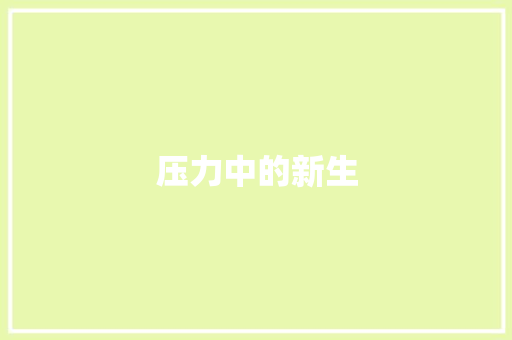 压力中的新生