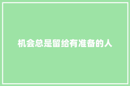 机会总是留给有准备的人