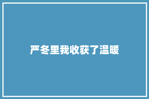 严冬里我收获了温暖