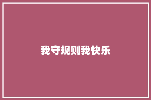 我守规则我快乐