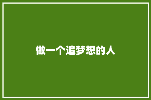 做一个追梦想的人