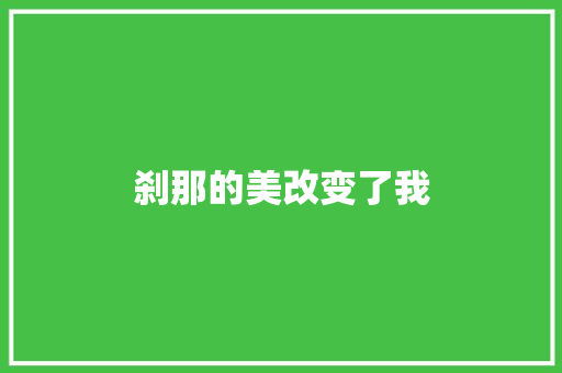 刹那的美改变了我