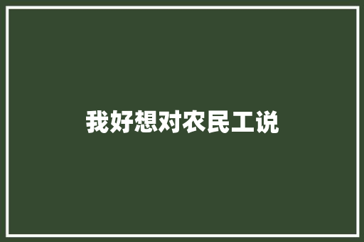 我好想对农民工说