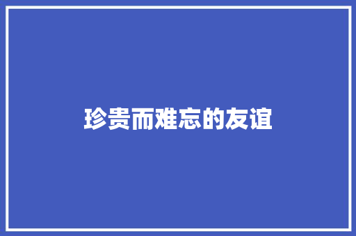 珍贵而难忘的友谊