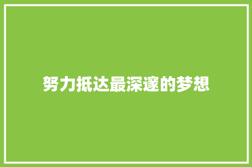 努力抵达最深邃的梦想