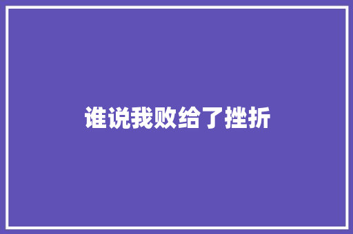 谁说我败给了挫折