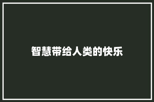 智慧带给人类的快乐