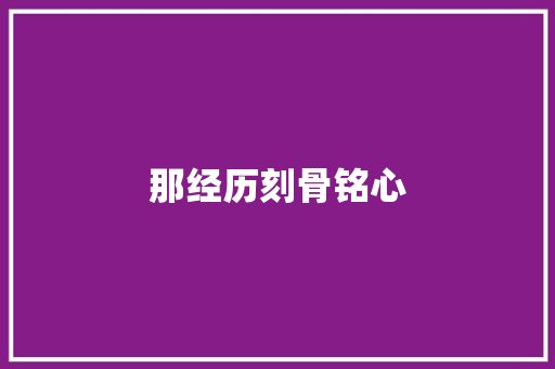 那经历刻骨铭心