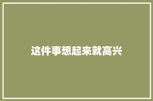 这件事想起来就高兴