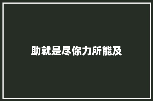 助就是尽你力所能及