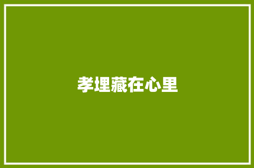 孝埋藏在心里