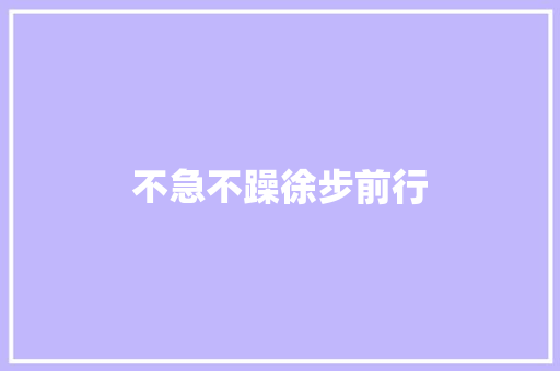 不急不躁徐步前行