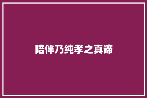 陪伴乃纯孝之真谛
