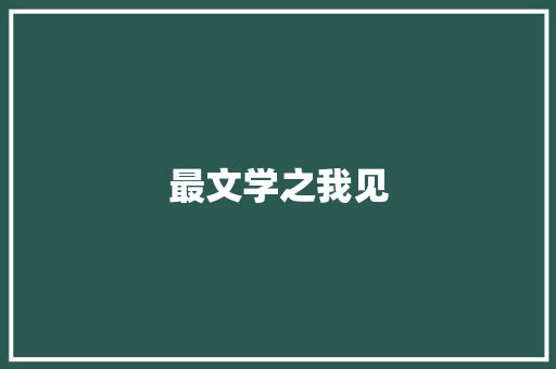 最文学之我见