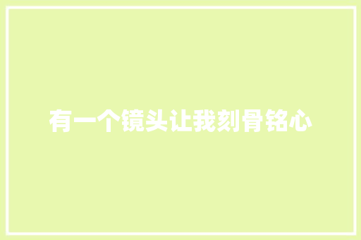 有一个镜头让我刻骨铭心
