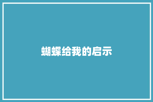 蝴蝶给我的启示