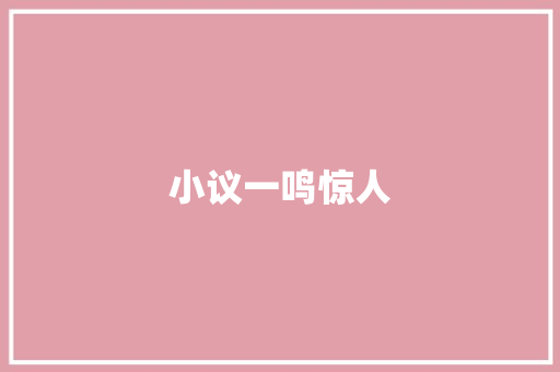 小议一鸣惊人