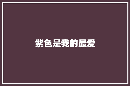 紫色是我的最爱